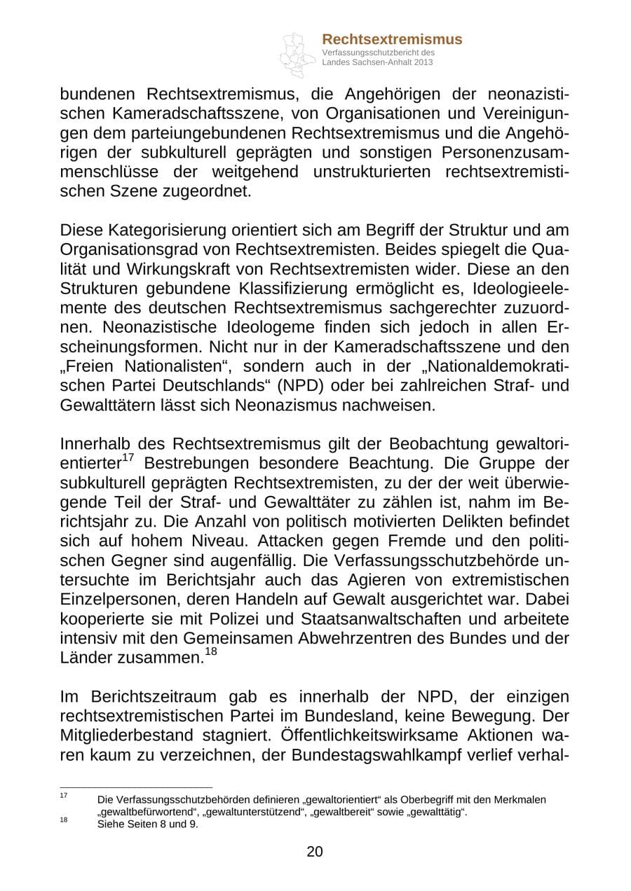 Seite 33 des Verfassungsschutzbericht 2013 Sachsen-Anhalt