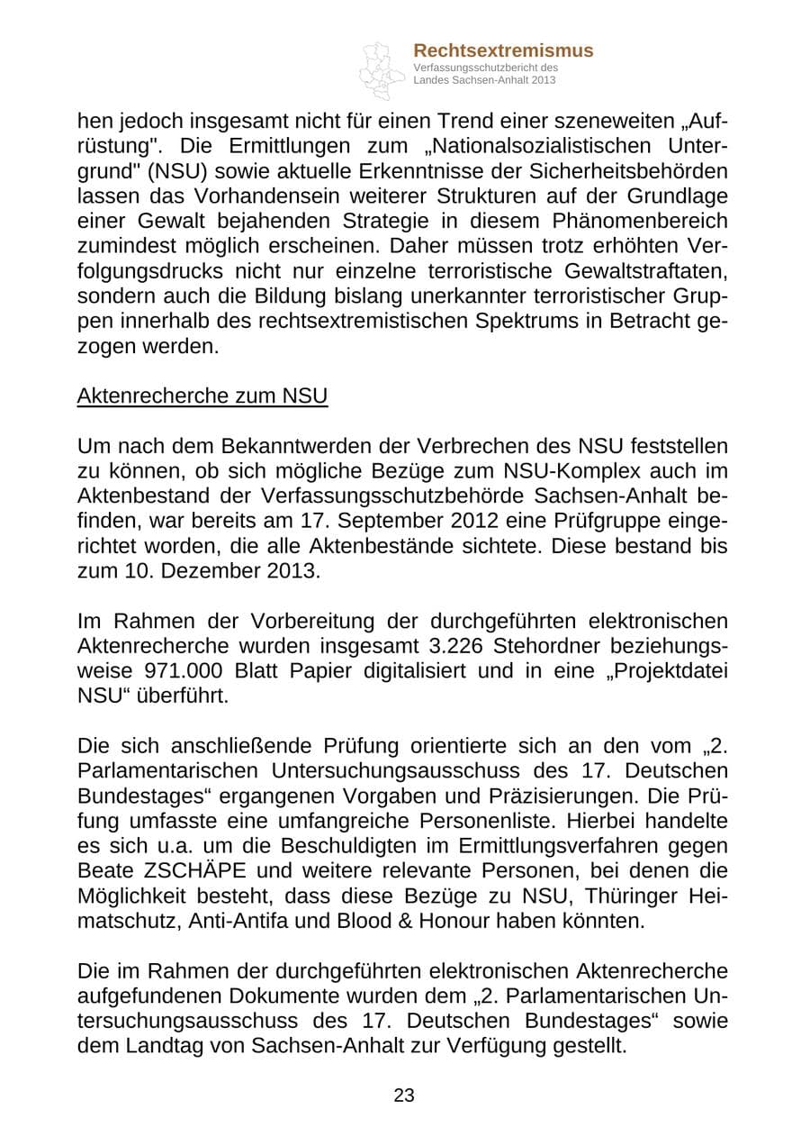 Seite 36 des Verfassungsschutzbericht 2013 Sachsen-Anhalt