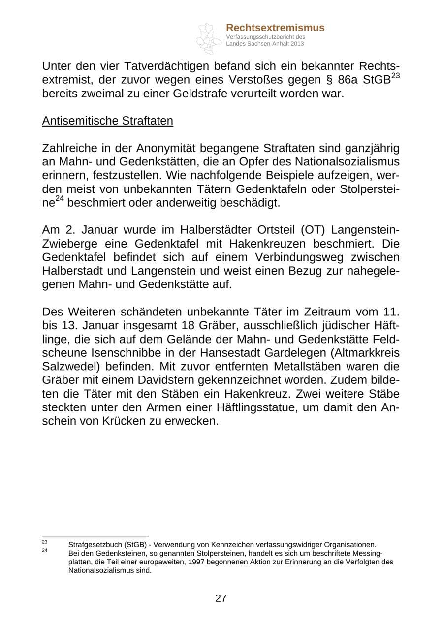 Seite 40 des Verfassungsschutzbericht 2013 Sachsen-Anhalt