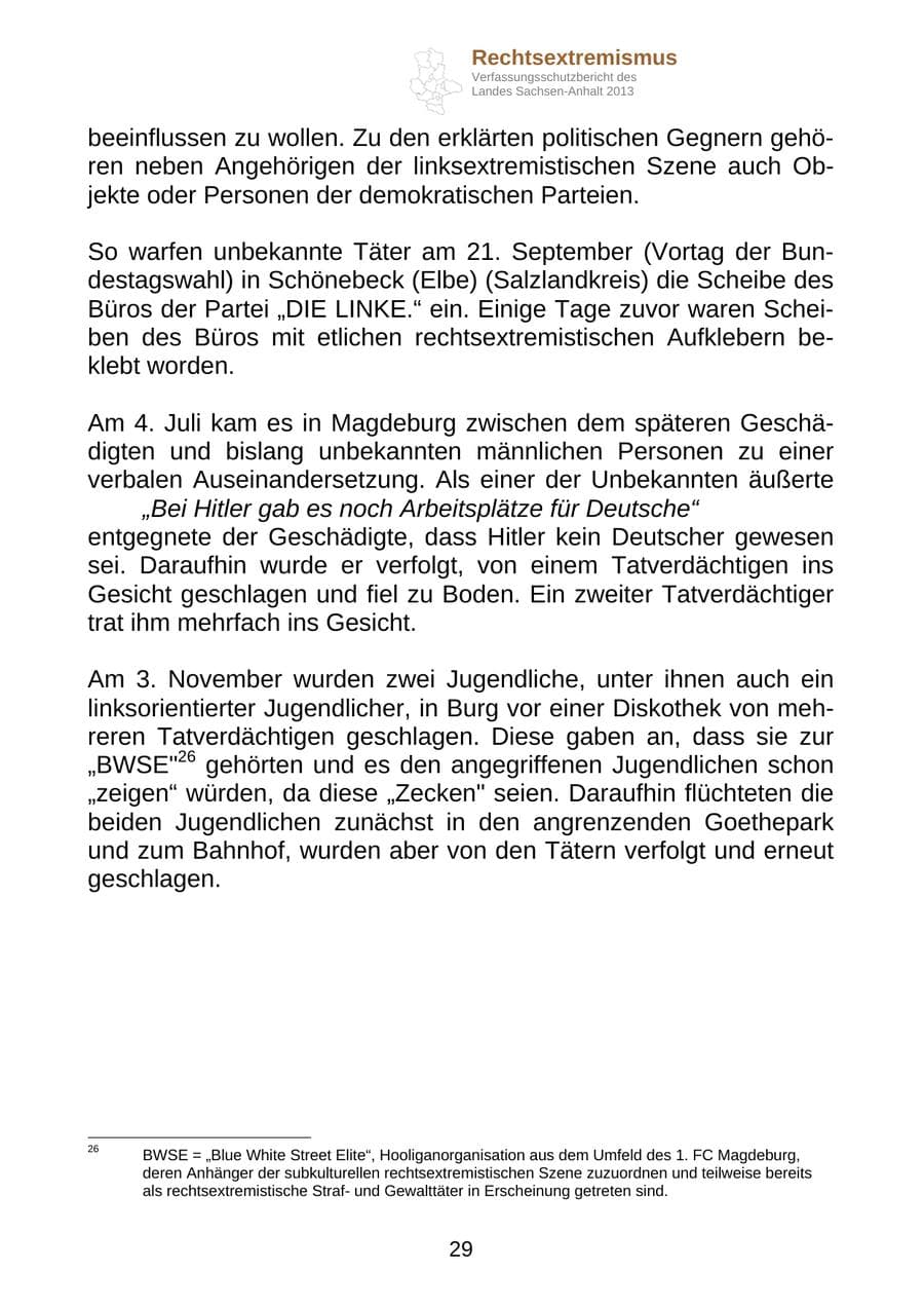 Seite 42 des Verfassungsschutzbericht 2013 Sachsen-Anhalt