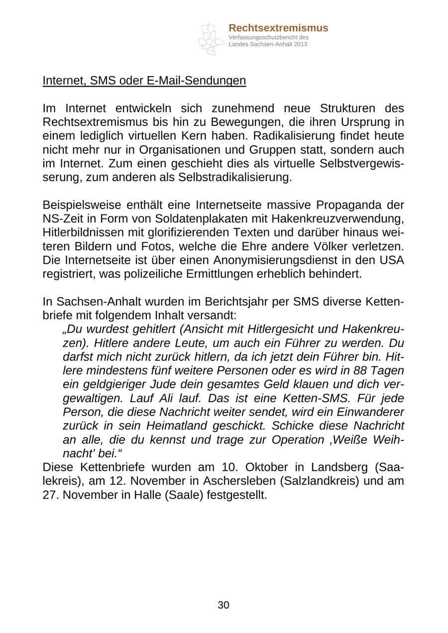 Seite 43 des Verfassungsschutzbericht 2013 Sachsen-Anhalt