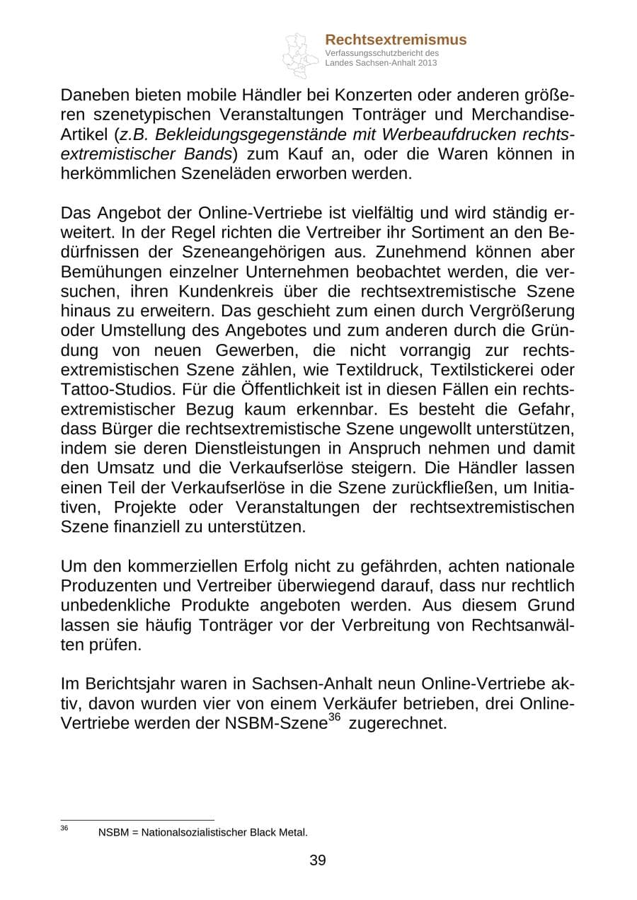 Seite 52 des Verfassungsschutzbericht 2013 Sachsen-Anhalt