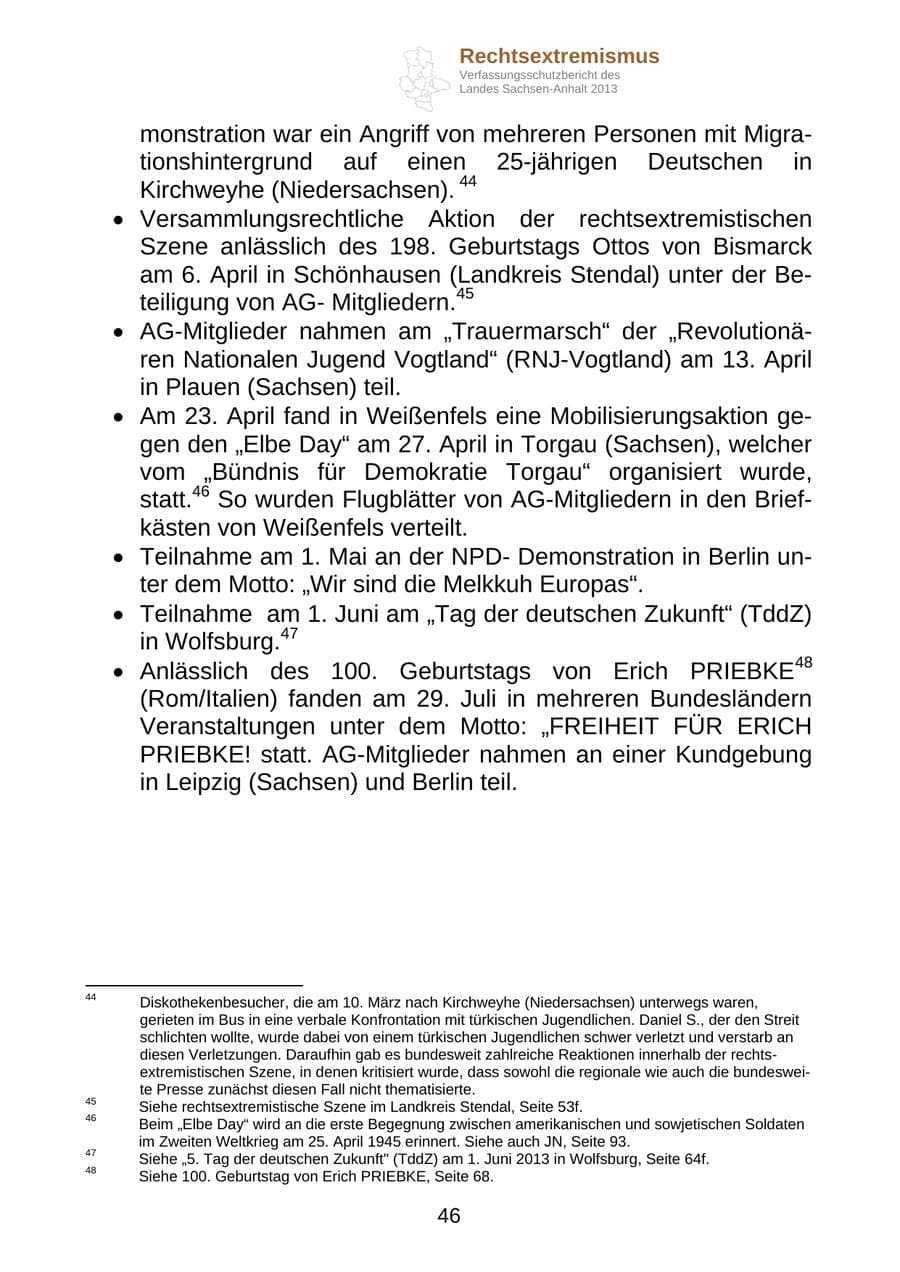 Seite 59 des Verfassungsschutzbericht 2013 Sachsen-Anhalt