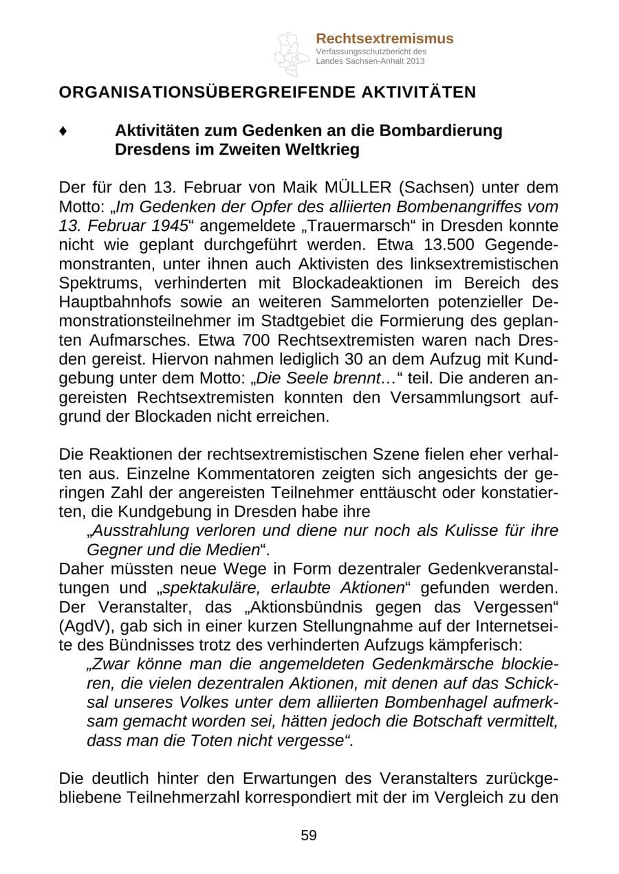 Seite 72 des Verfassungsschutzbericht 2013 Sachsen-Anhalt