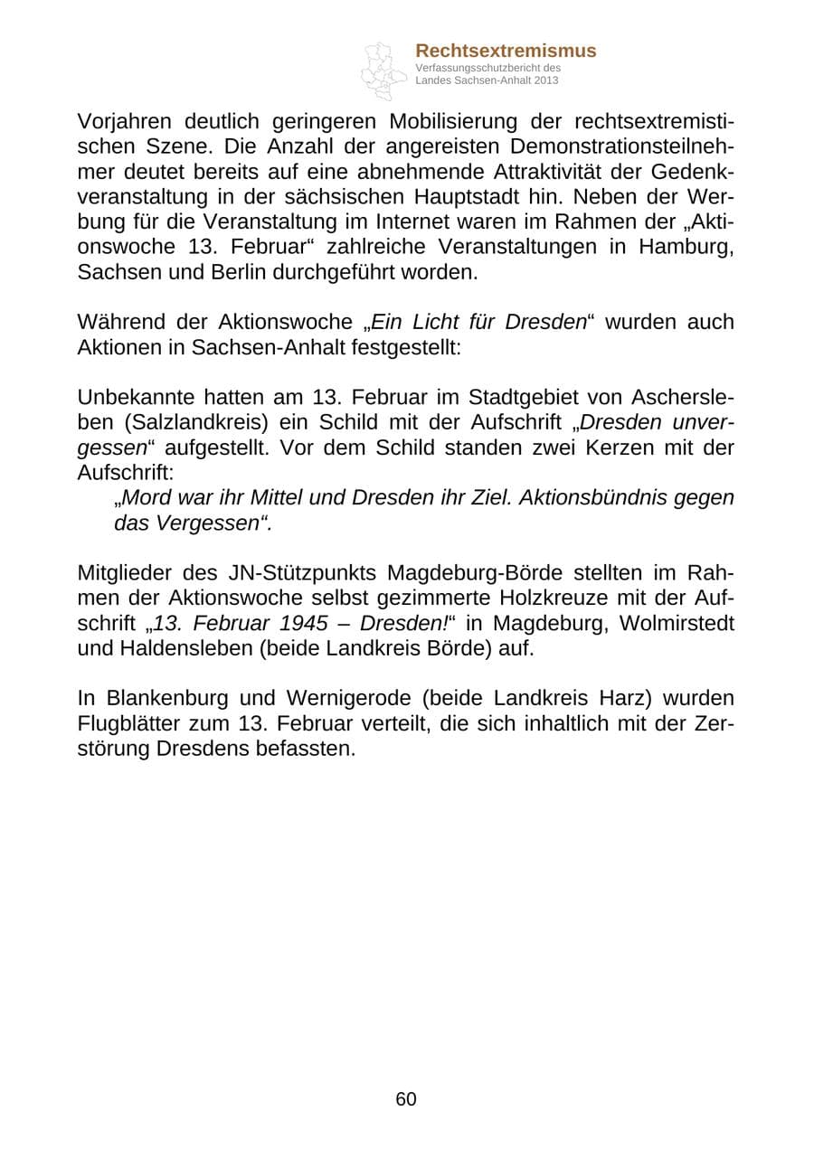 Seite 73 des Verfassungsschutzbericht 2013 Sachsen-Anhalt