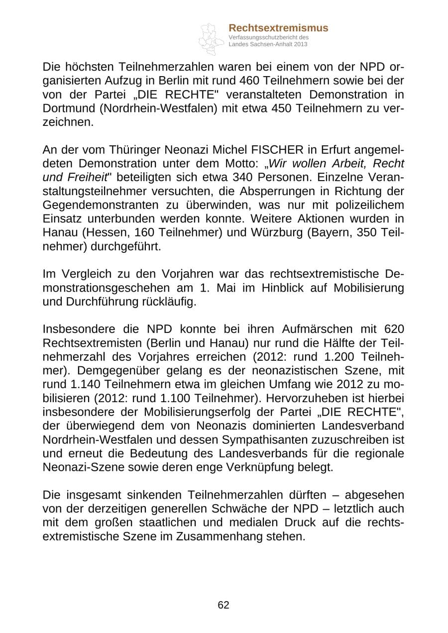 Seite 75 des Verfassungsschutzbericht 2013 Sachsen-Anhalt