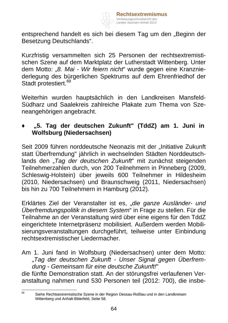 Seite 77 des Verfassungsschutzbericht 2013 Sachsen-Anhalt