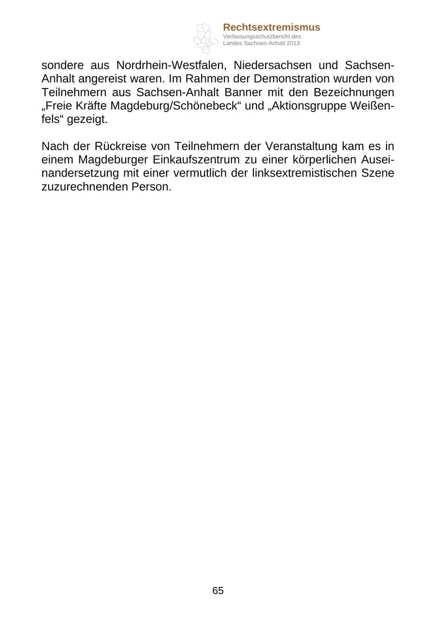 Seite 78 des Verfassungsschutzbericht 2013 Sachsen-Anhalt