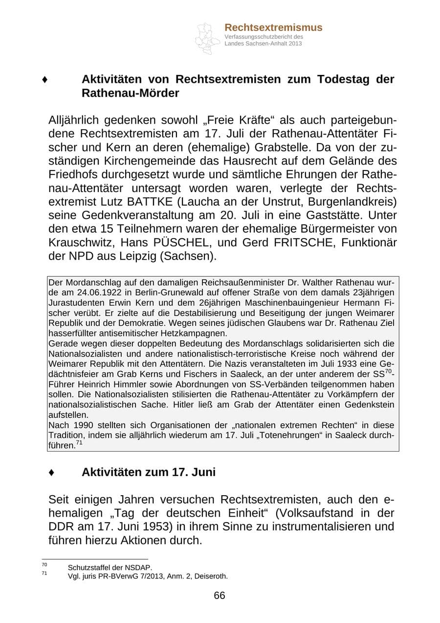 Seite 79 des Verfassungsschutzbericht 2013 Sachsen-Anhalt
