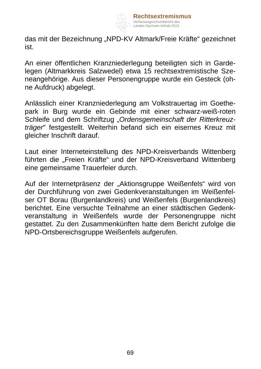 Seite 82 des Verfassungsschutzbericht 2013 Sachsen-Anhalt
