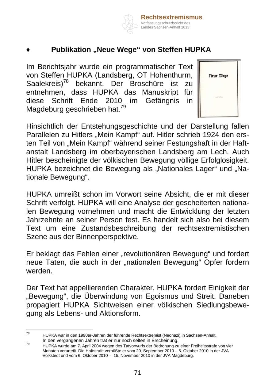Seite 84 des Verfassungsschutzbericht 2013 Sachsen-Anhalt