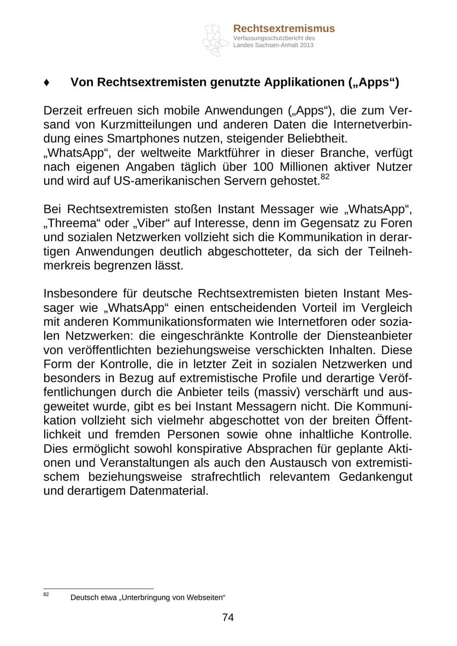 Seite 87 des Verfassungsschutzbericht 2013 Sachsen-Anhalt