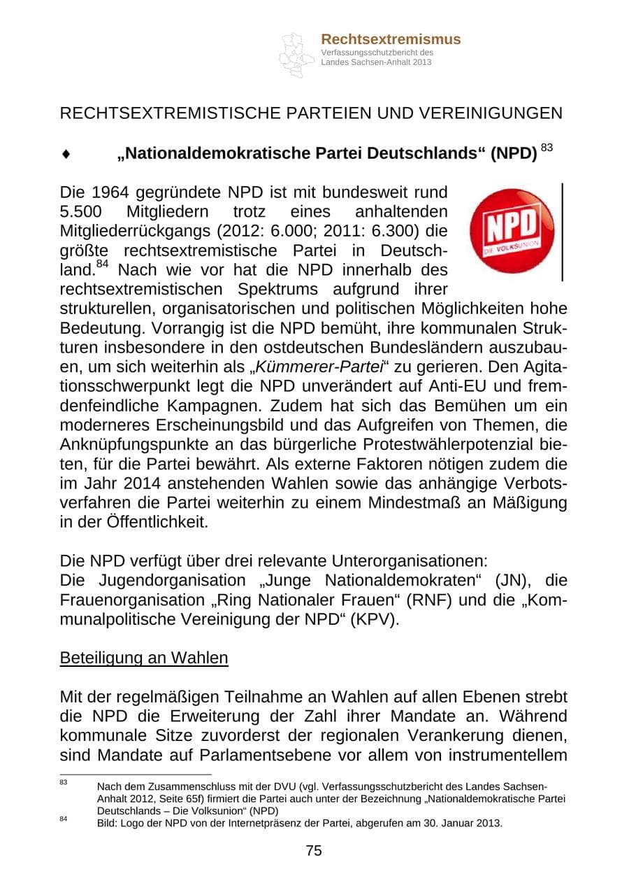 Seite 88 des Verfassungsschutzbericht 2013 Sachsen-Anhalt