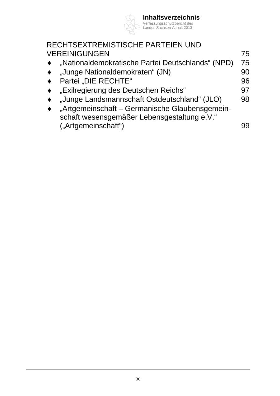 Seite 10 des Verfassungsschutzbericht 2013 Sachsen-Anhalt
