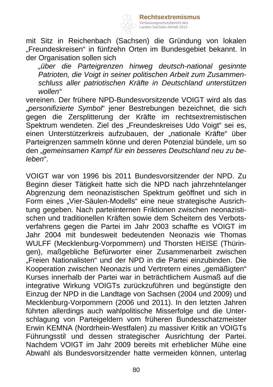 Seite 93 des Verfassungsschutzbericht 2013 Sachsen-Anhalt