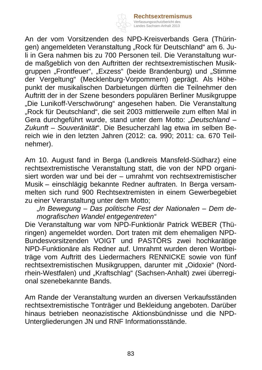 Seite 96 des Verfassungsschutzbericht 2013 Sachsen-Anhalt