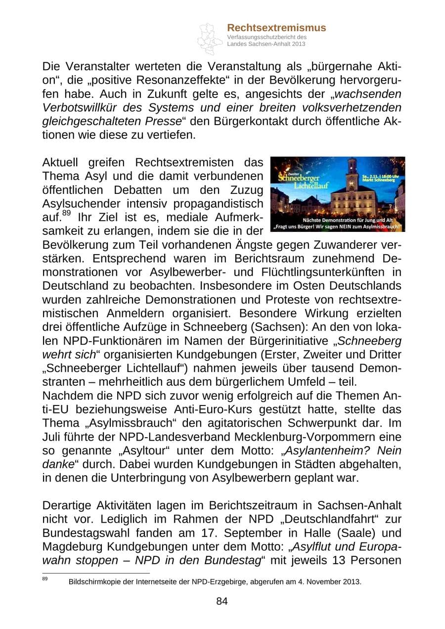 Seite 97 des Verfassungsschutzbericht 2013 Sachsen-Anhalt