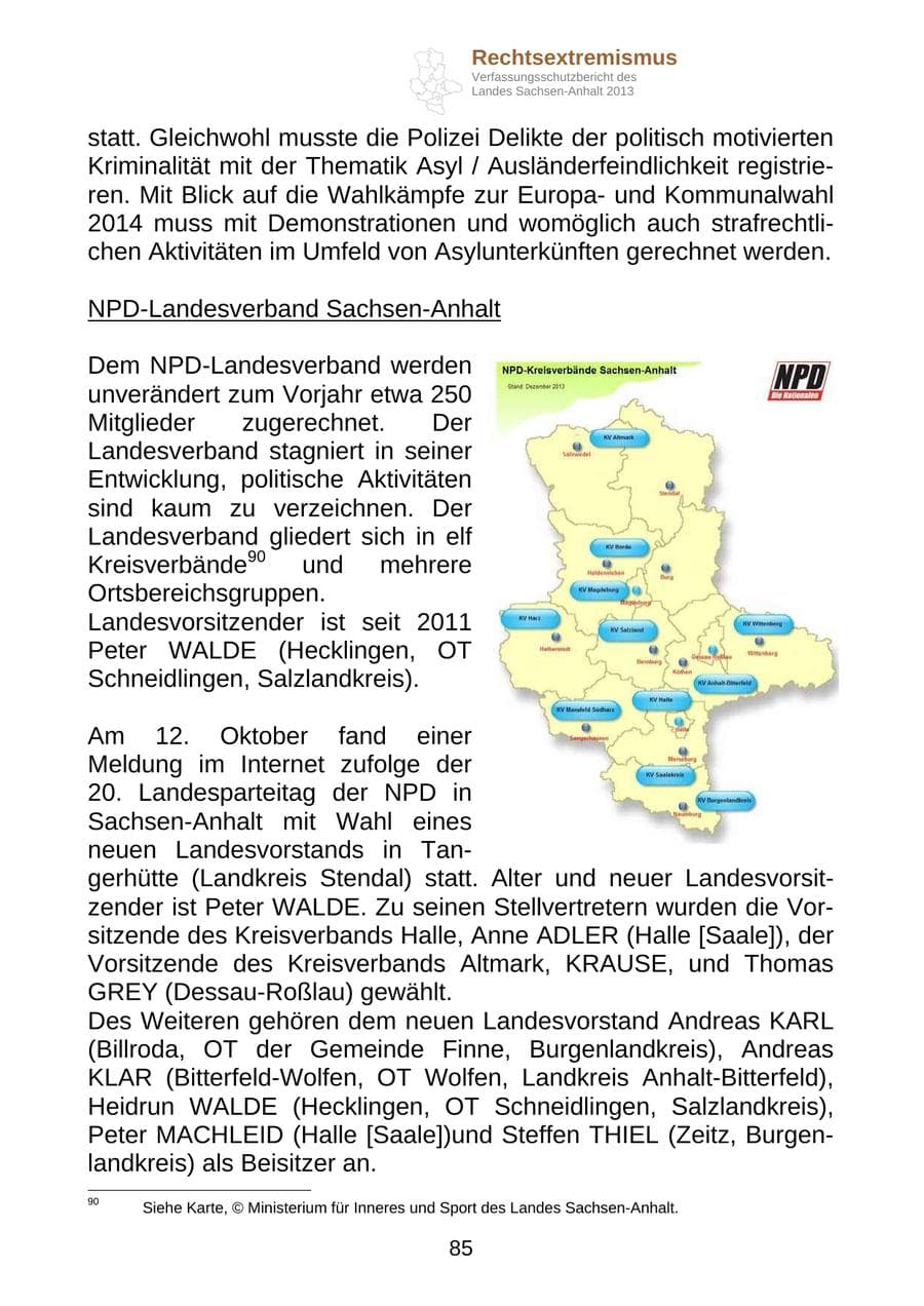 Seite 98 des Verfassungsschutzbericht 2013 Sachsen-Anhalt