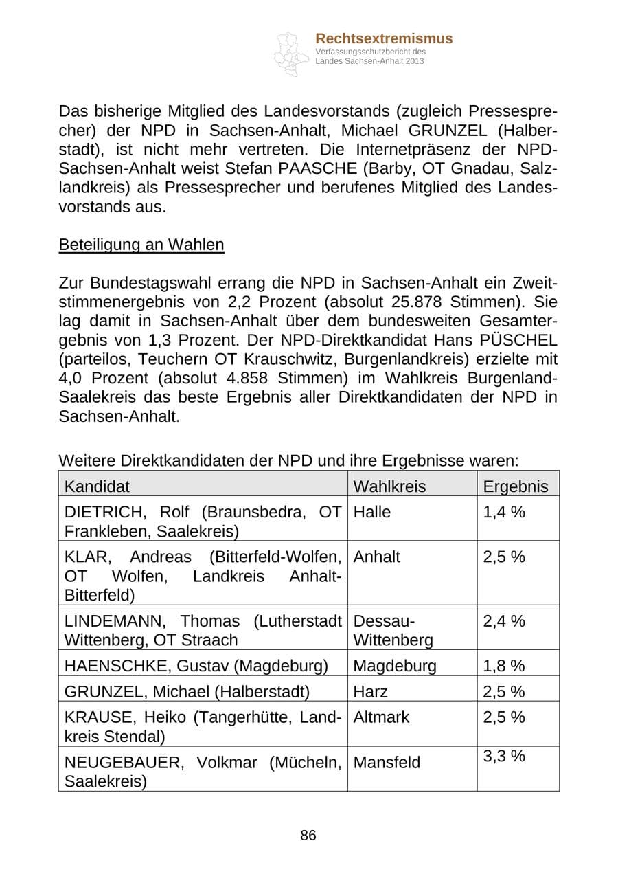 Seite 99 des Verfassungsschutzbericht 2013 Sachsen-Anhalt