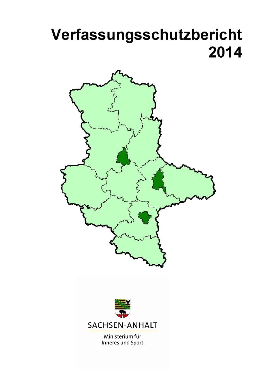 Seite 1 des Verfassungsschutzbericht 2014 Sachsen-Anhalt