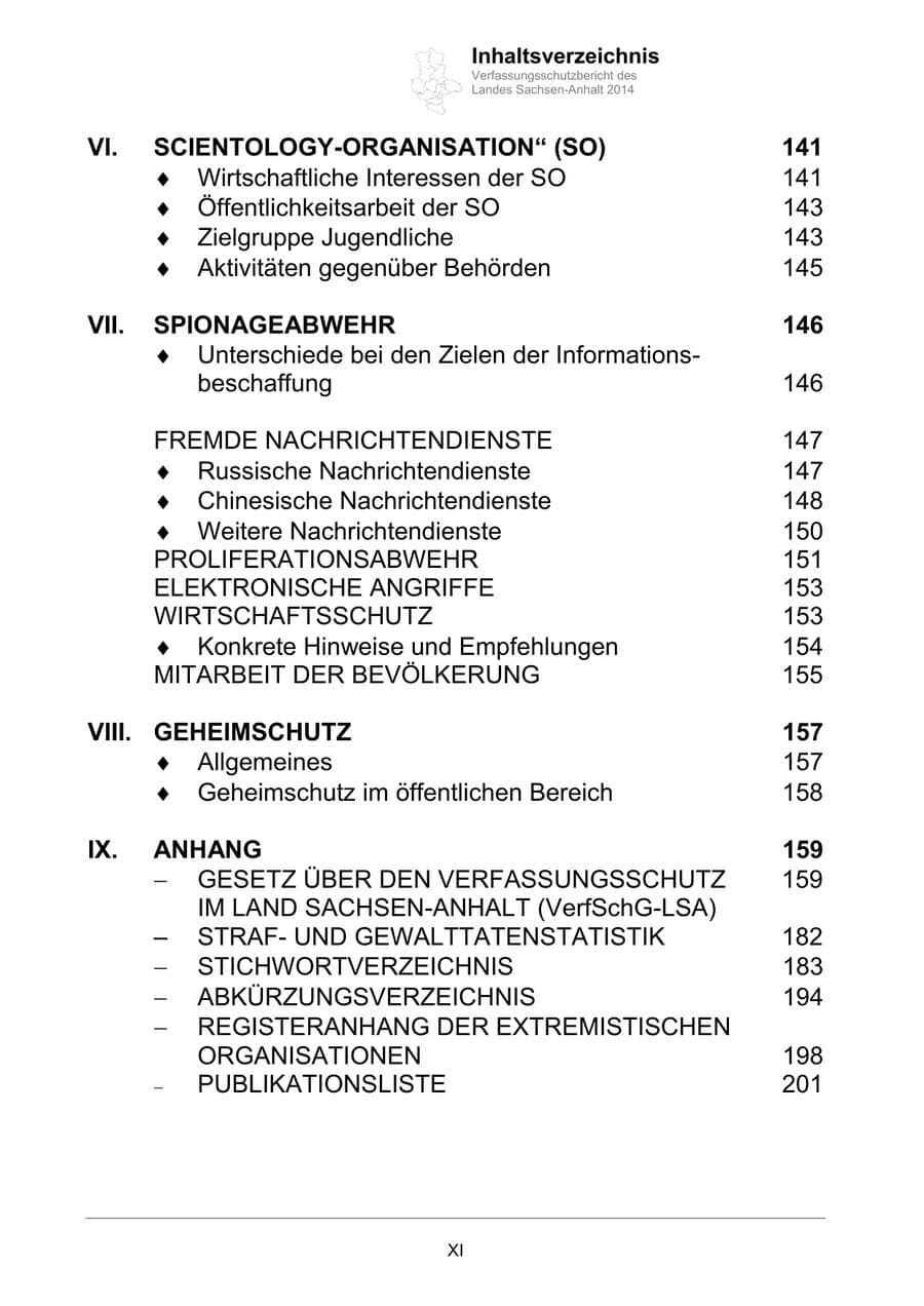 Seite 11 des Verfassungsschutzbericht 2014 Sachsen-Anhalt
