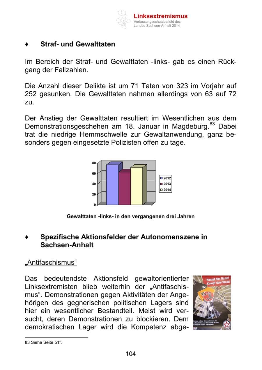 Seite 104 des Verfassungsschutzbericht 2014 Sachsen-Anhalt