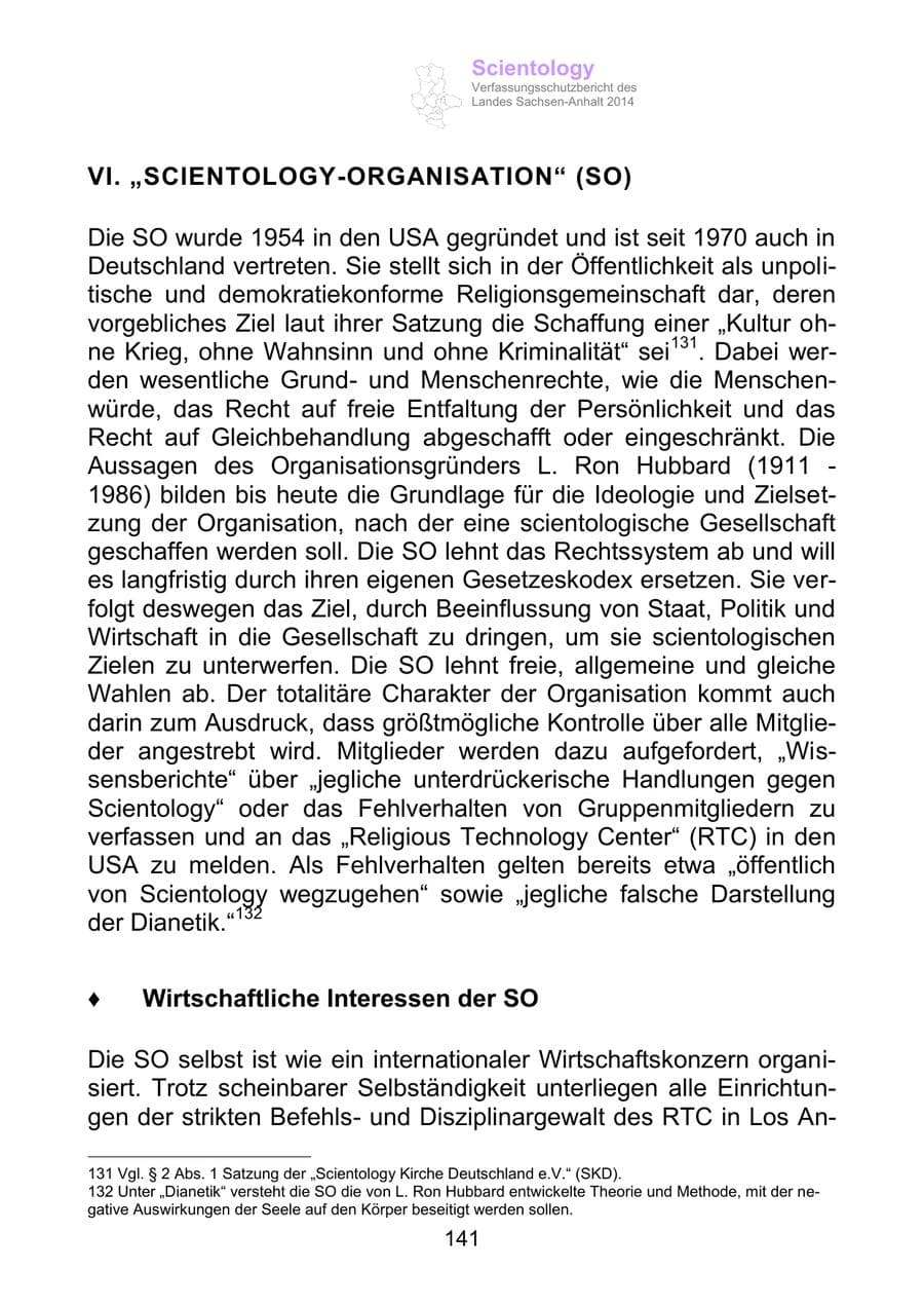 Seite 141 des Verfassungsschutzbericht 2014 Sachsen-Anhalt