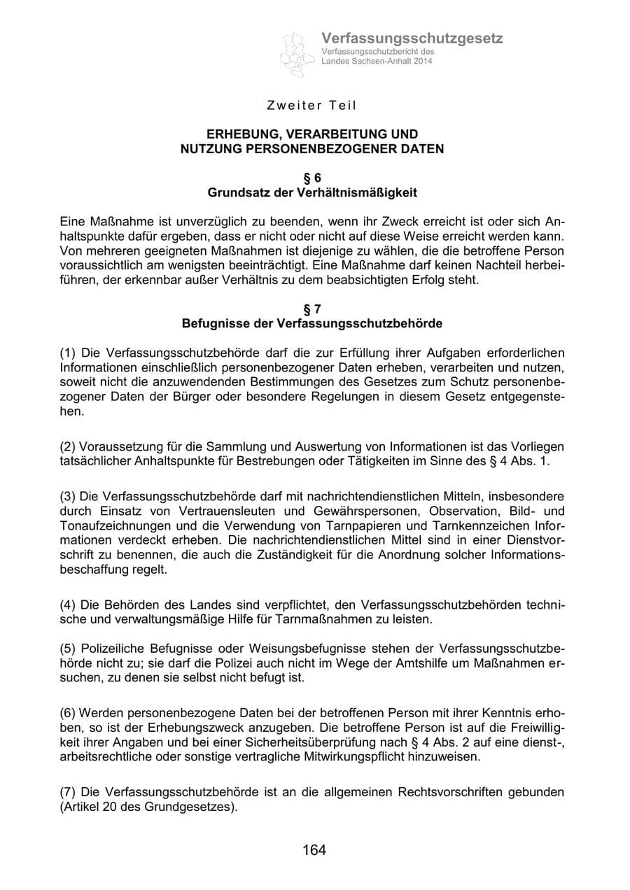 Seite 164 des Verfassungsschutzbericht 2014 Sachsen-Anhalt