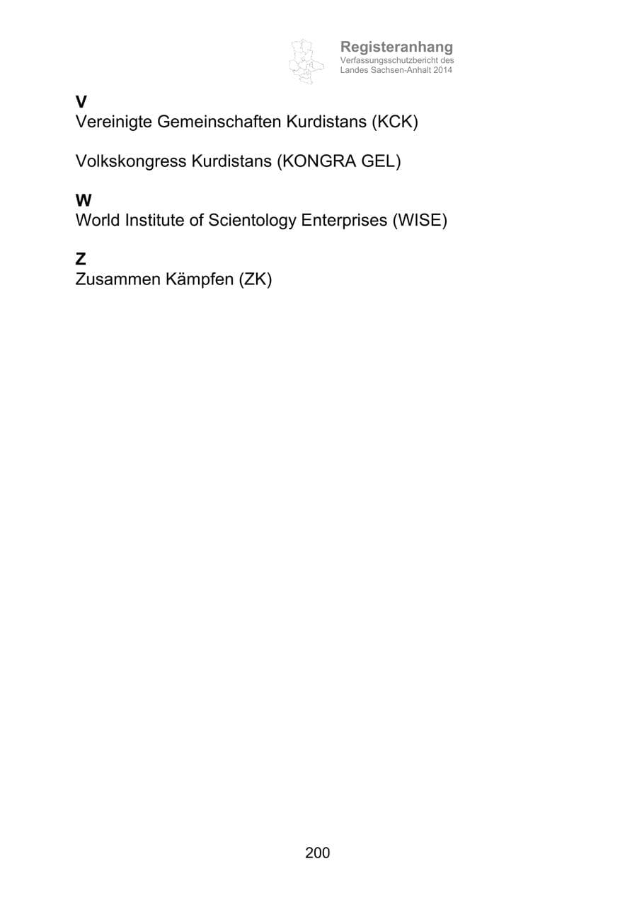 Seite 200 des Verfassungsschutzbericht 2014 Sachsen-Anhalt