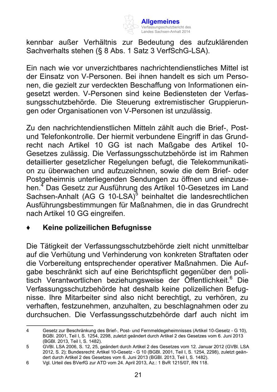 Seite 21 des Verfassungsschutzbericht 2014 Sachsen-Anhalt