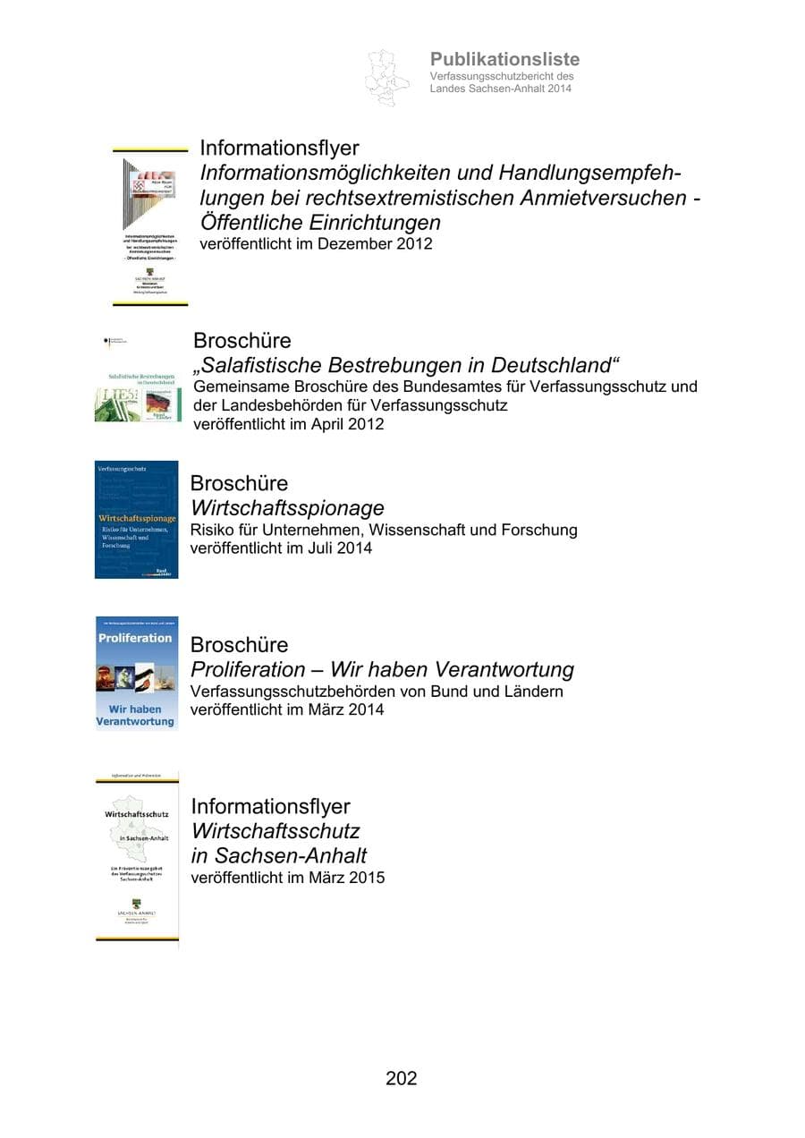 Seite 202 des Verfassungsschutzbericht 2014 Sachsen-Anhalt