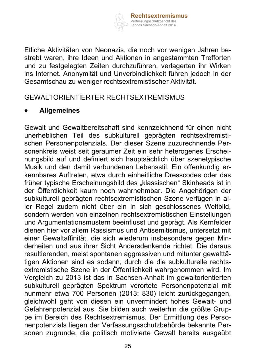 Seite 25 des Verfassungsschutzbericht 2014 Sachsen-Anhalt