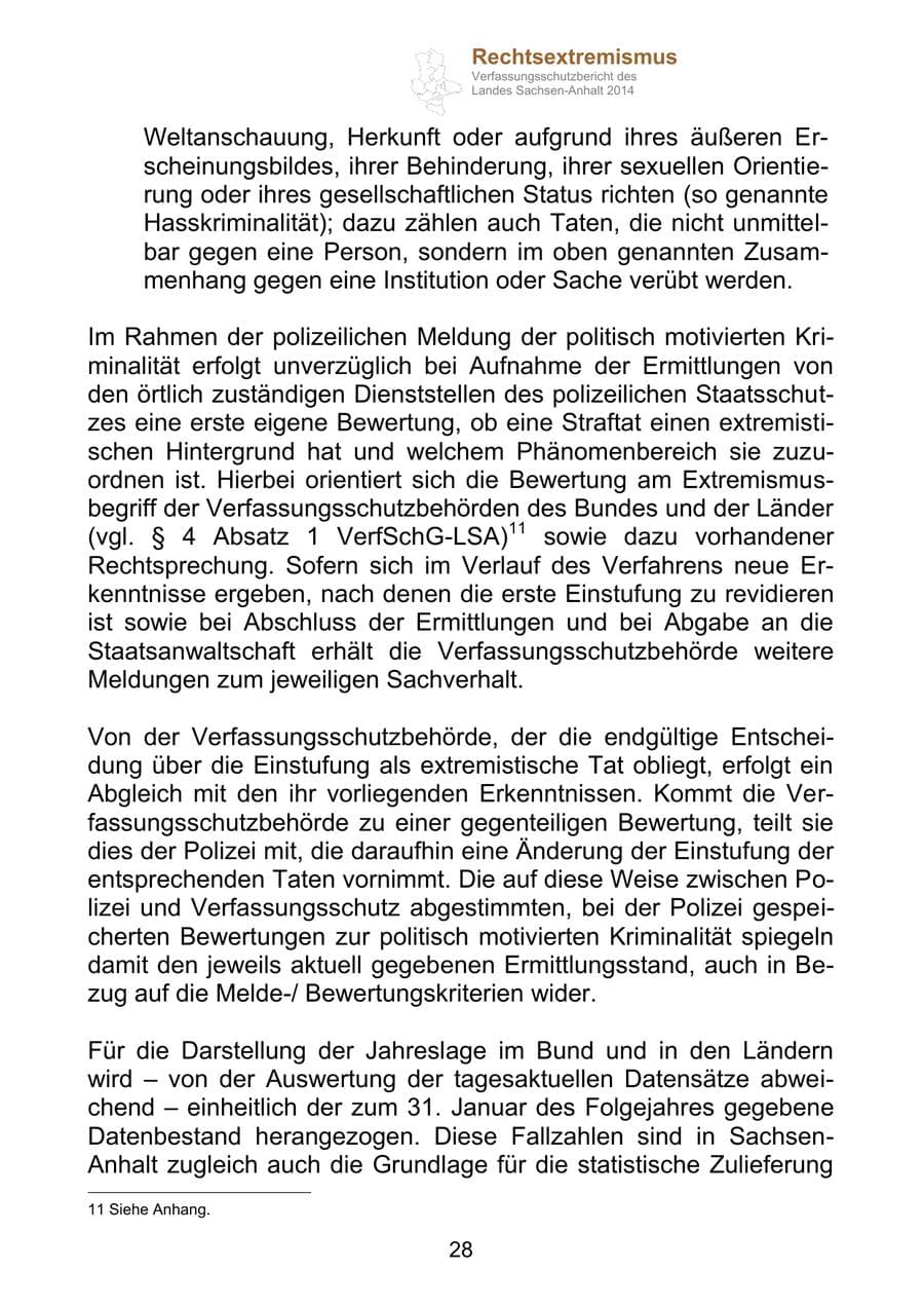 Seite 28 des Verfassungsschutzbericht 2014 Sachsen-Anhalt