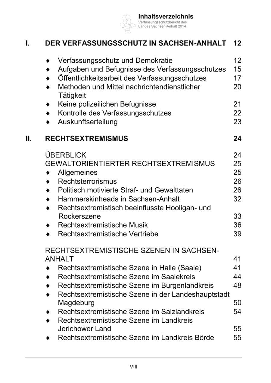 Seite 8 des Verfassungsschutzbericht 2014 Sachsen-Anhalt
