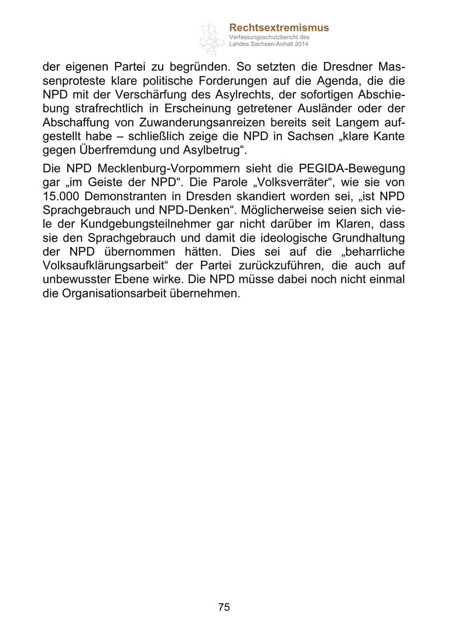 Seite 75 des Verfassungsschutzbericht 2014 Sachsen-Anhalt