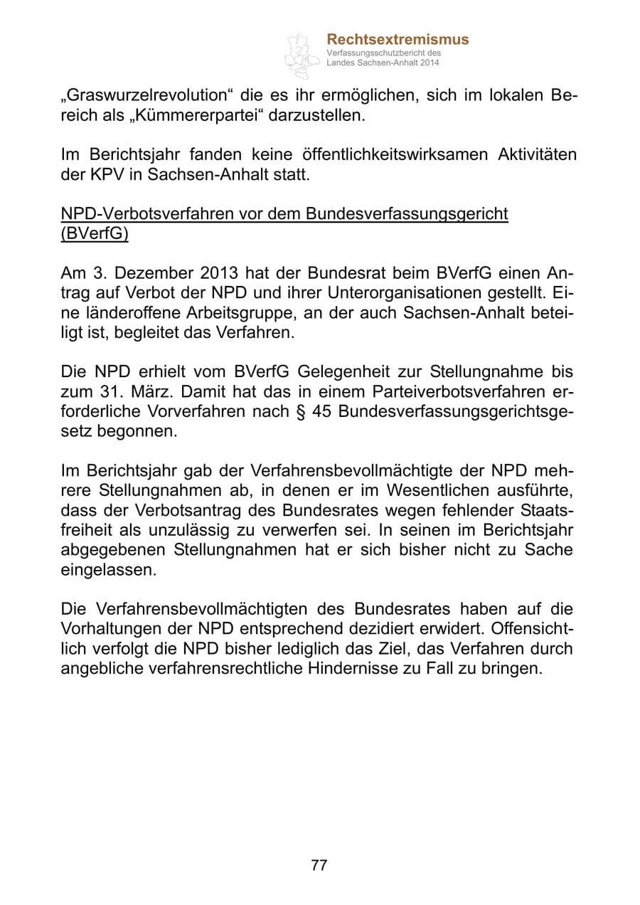 Seite 77 des Verfassungsschutzbericht 2014 Sachsen-Anhalt