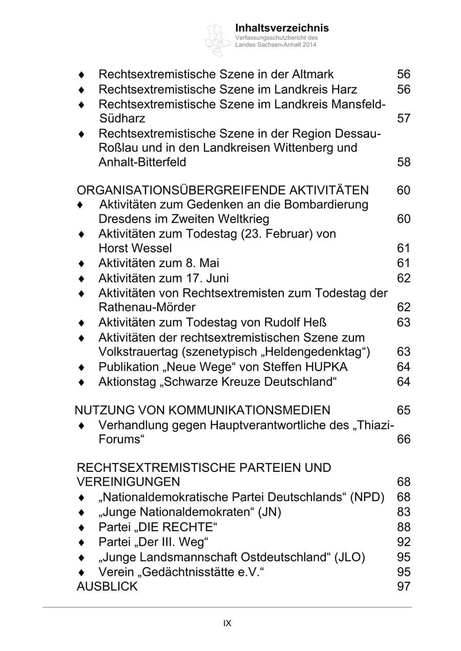 Seite 9 des Verfassungsschutzbericht 2014 Sachsen-Anhalt