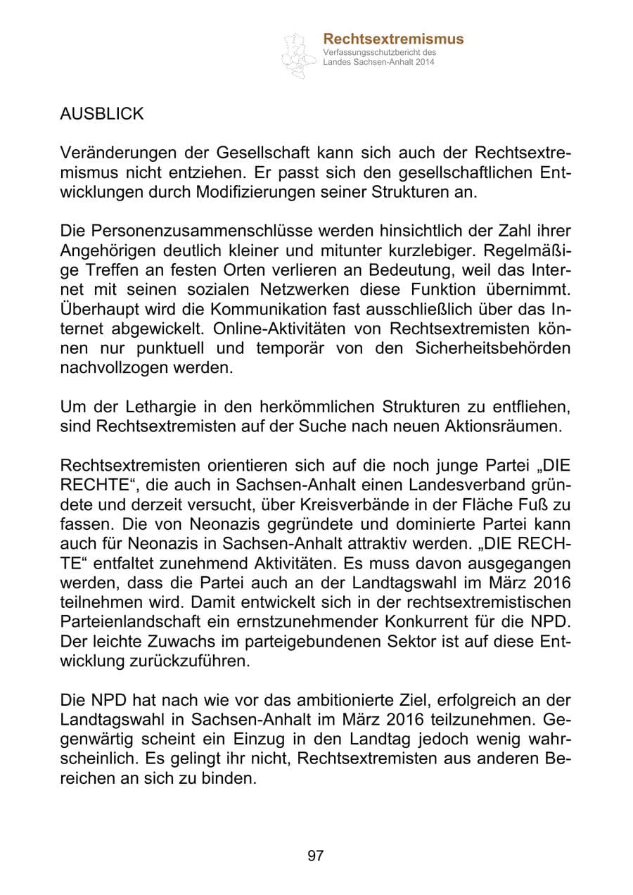 Seite 97 des Verfassungsschutzbericht 2014 Sachsen-Anhalt