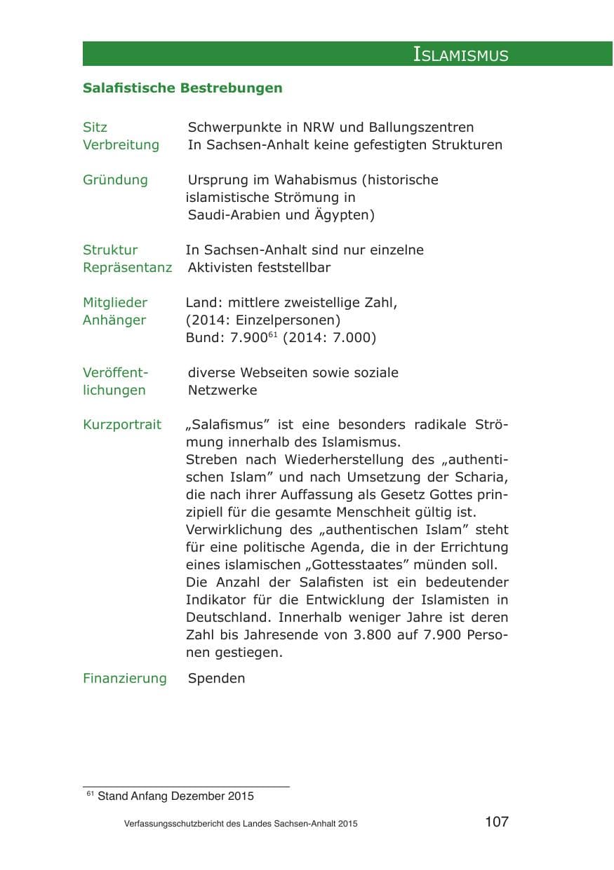 Seite 107 des Verfassungsschutzbericht 2015 Sachsen-Anhalt