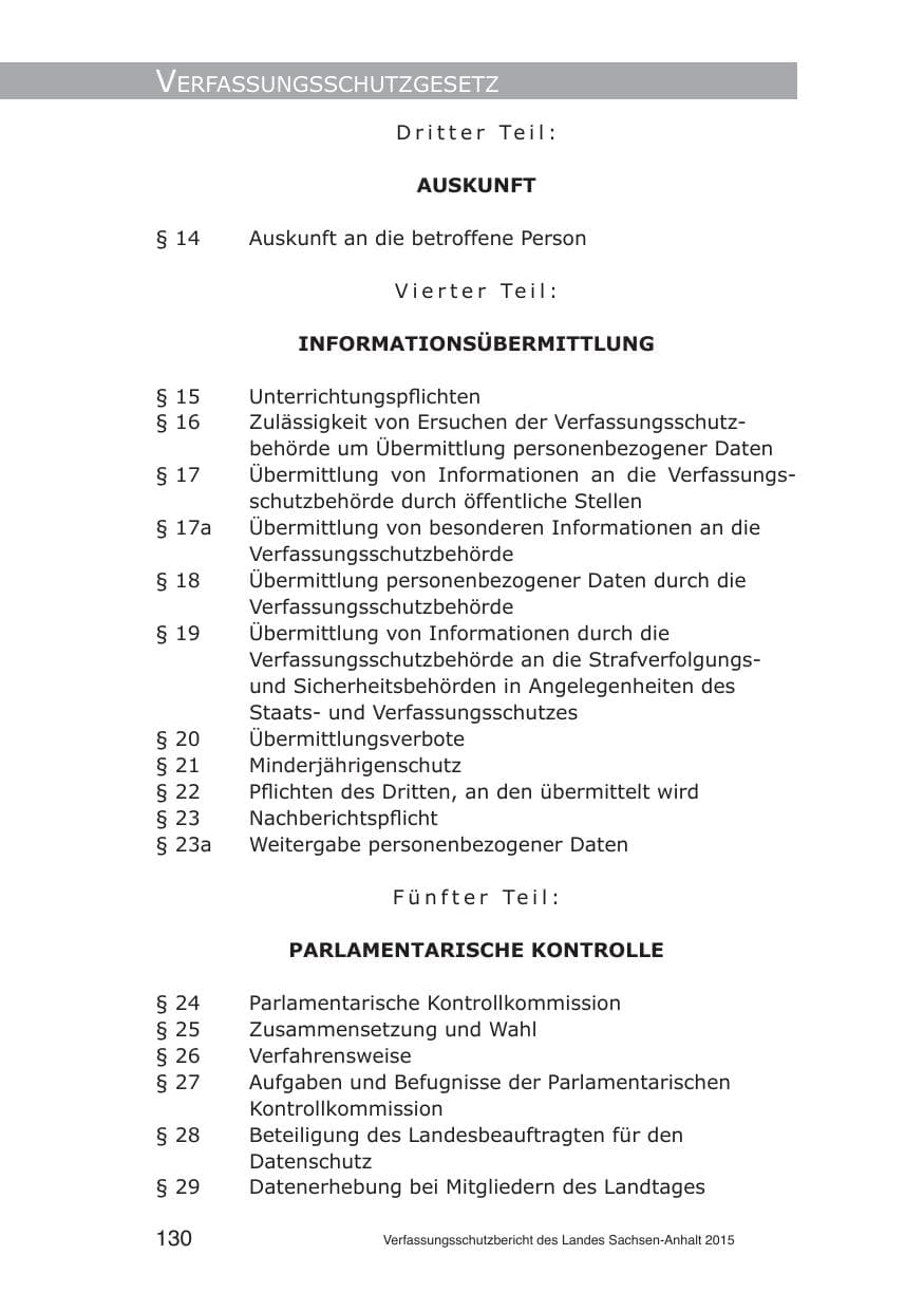 Seite 130 des Verfassungsschutzbericht 2015 Sachsen-Anhalt