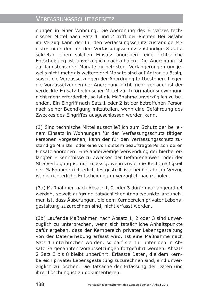Seite 138 des Verfassungsschutzbericht 2015 Sachsen-Anhalt