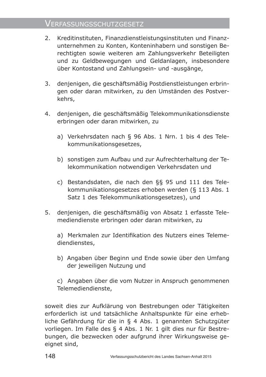 Seite 148 des Verfassungsschutzbericht 2015 Sachsen-Anhalt