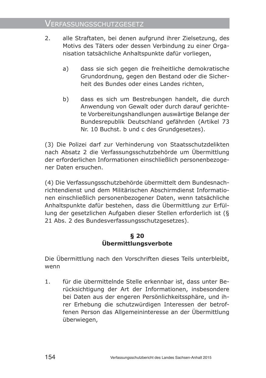 Seite 154 des Verfassungsschutzbericht 2015 Sachsen-Anhalt