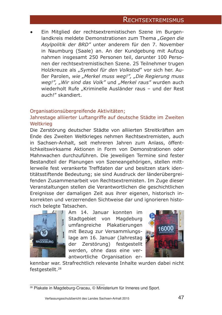 Seite 47 des Verfassungsschutzbericht 2015 Sachsen-Anhalt
