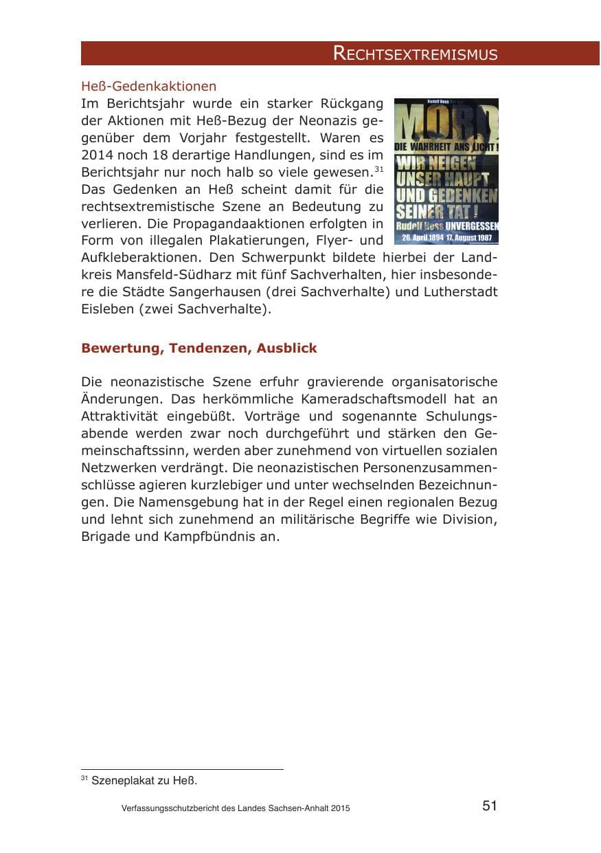 Seite 51 des Verfassungsschutzbericht 2015 Sachsen-Anhalt