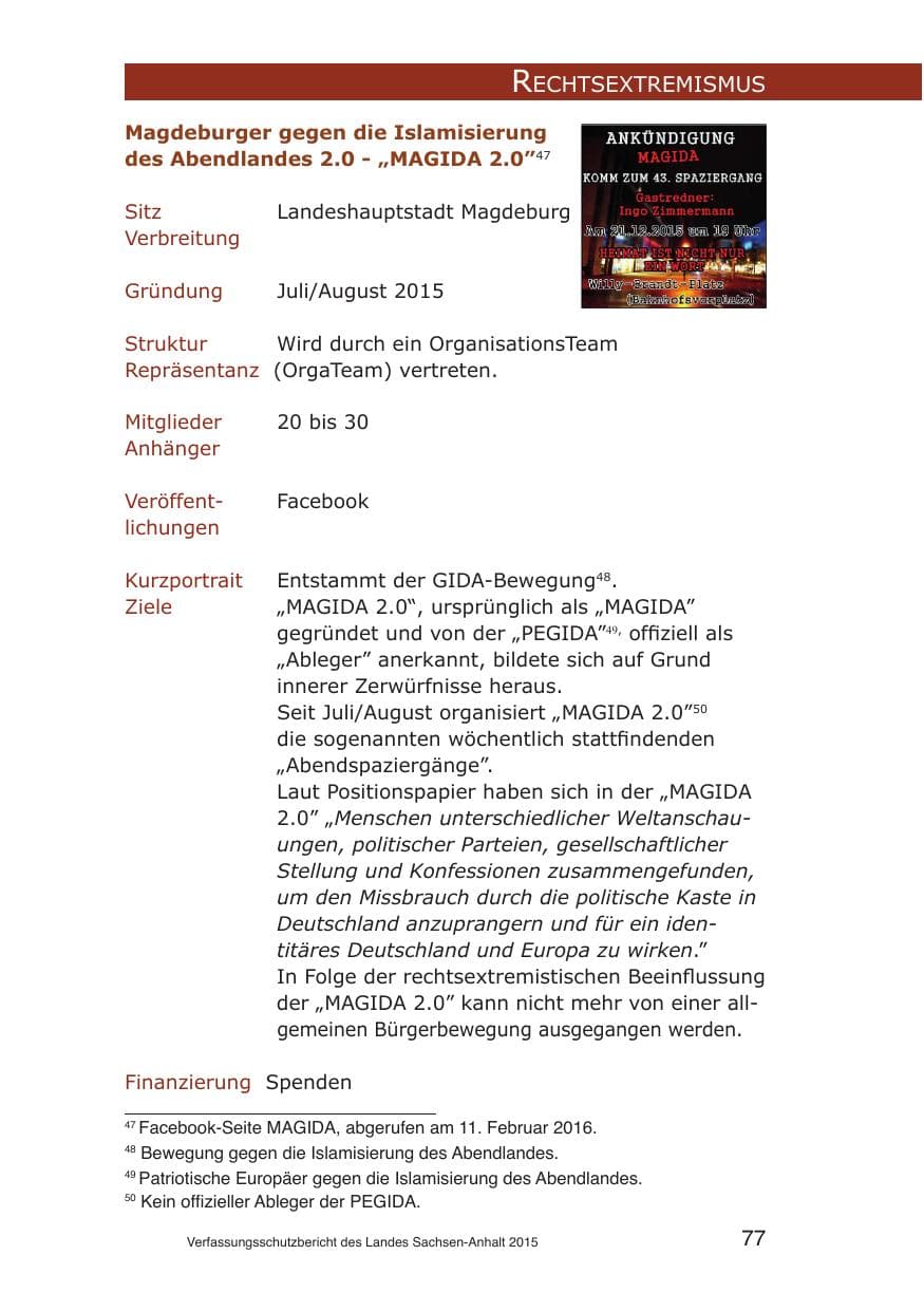 Seite 77 des Verfassungsschutzbericht 2015 Sachsen-Anhalt