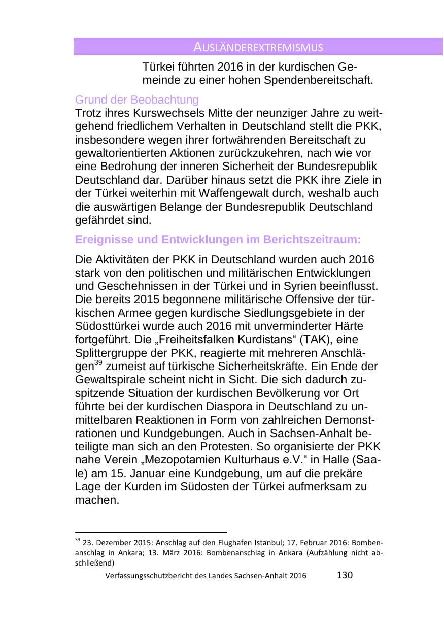Seite 130 des Verfassungsschutzbericht 2016 Sachsen-Anhalt