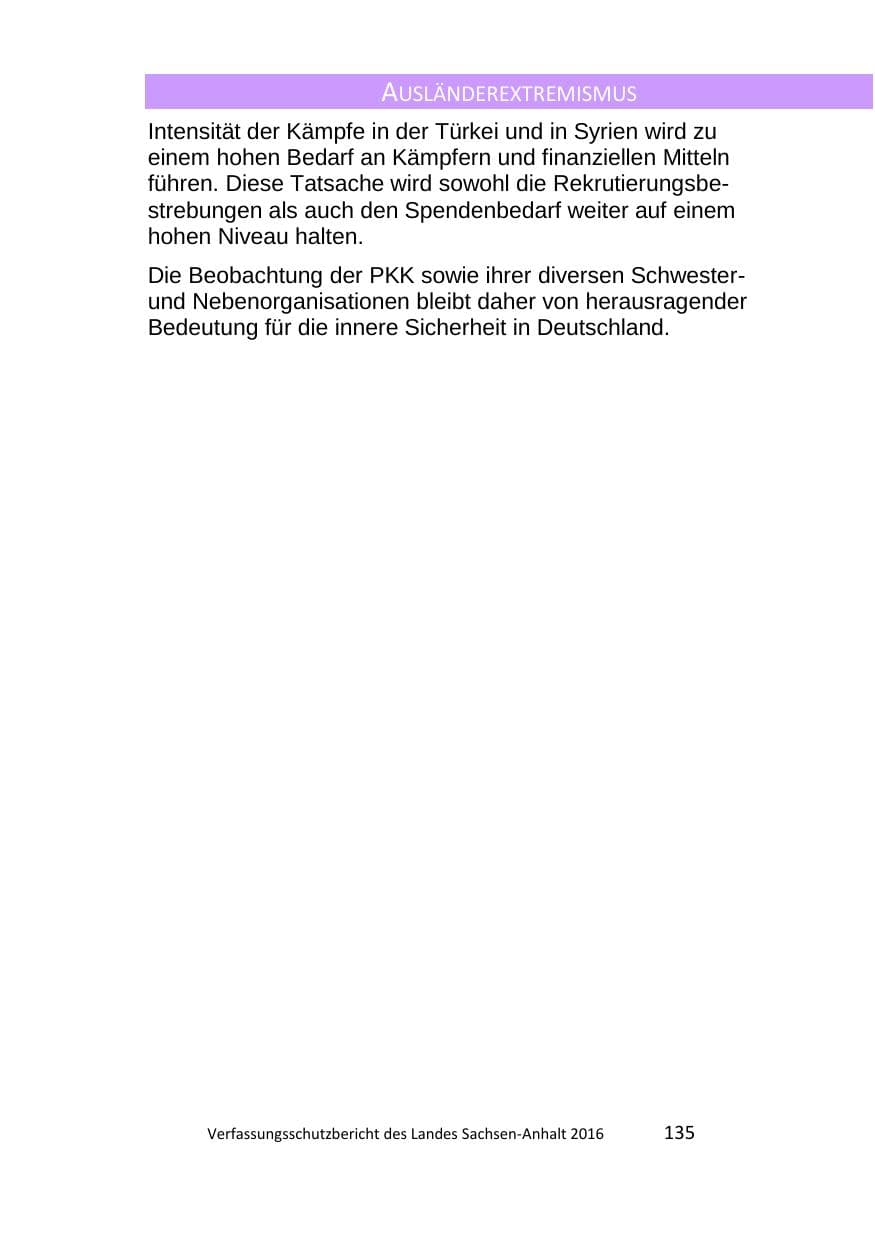 Seite 135 des Verfassungsschutzbericht 2016 Sachsen-Anhalt