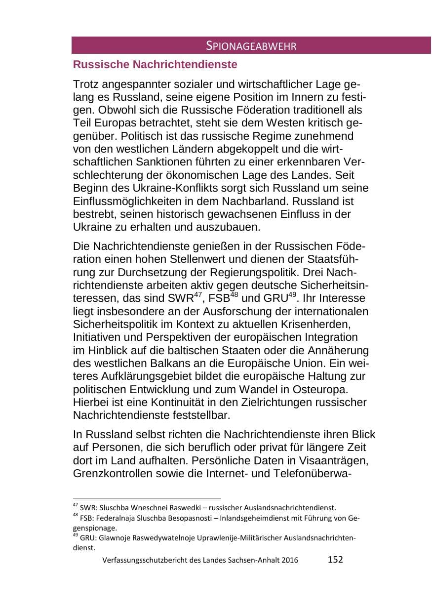 Seite 152 des Verfassungsschutzbericht 2016 Sachsen-Anhalt