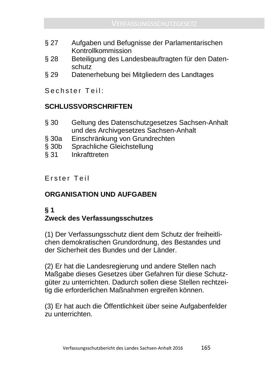 Seite 165 des Verfassungsschutzbericht 2016 Sachsen-Anhalt